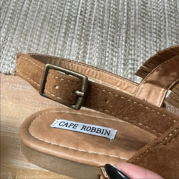 Cape Robbin Boho Tassel Sandals | Tan Fringe Thong Summer Flats - Picture 4 of 4